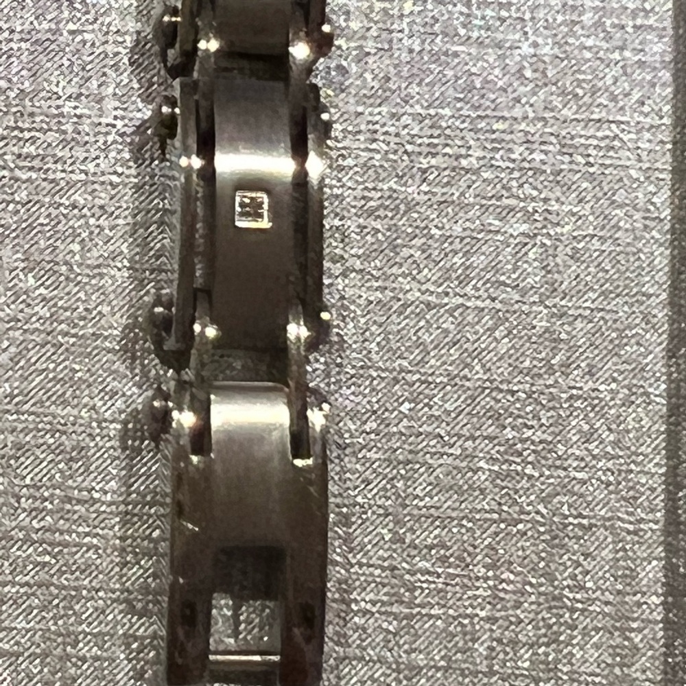 Stainless steel bracelet with 6 mini diamonds - New - from Zales